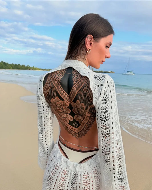 Big Japanese Floral Mandala on Women Back Tattoo by @remybtattoo