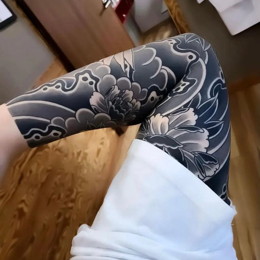 Big Japanese Peony Women Arm Sleeve Tattoo by @inkfromasia