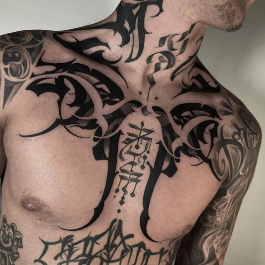 Big Japanese Style Dragon on Men Chest Tattoo by @lamalafedetattoostudio