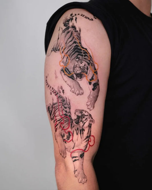 Big Japanese Tiger Men Arm Tattoo by @wilwang_tatt