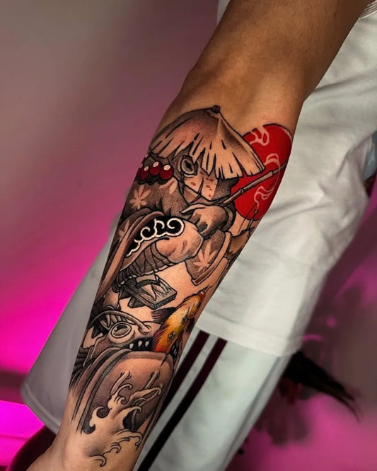 Big Japanese Warrior on Men Arm Tattoo by @casas.tattoo