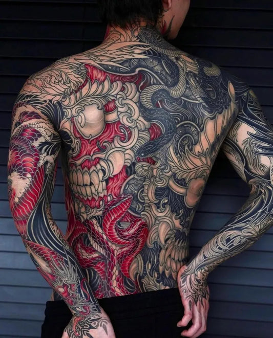 Big Japanese Yokai Dragon on Men Back Tattoo by @japanese.ink