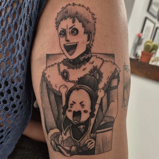 Big Jujutsu Kaisen Sukuna and Yuji on Women Arm Tattoo by @devo_tattoos