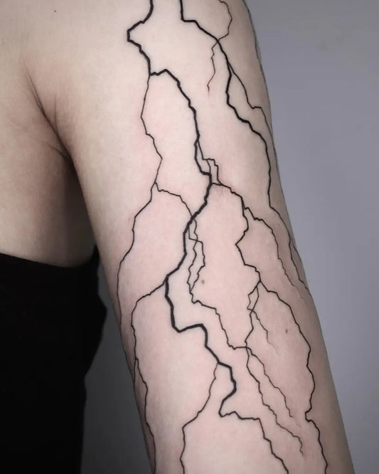 Big Linework Lightning Tattoo on Women Arm by @akv_tattoo