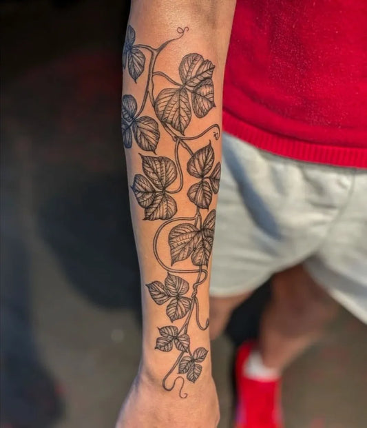 Big Linework Vine on Men Forearm Tattoo by @3ravenstattoo