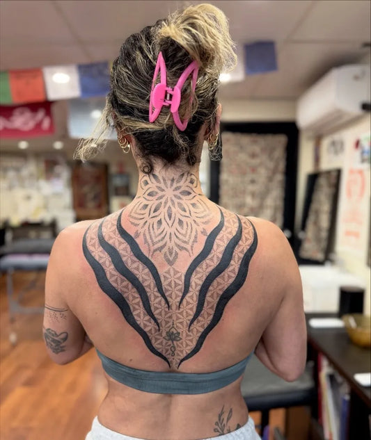 Big Mandala Back on Women Tattoo by @joekintztattooing