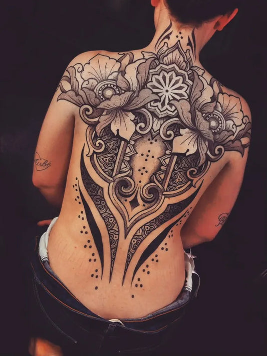 Big Mandala Floral Back on Women Tattoo by @6rilink