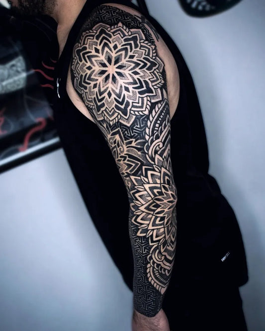 Big Mandala Men Arm Tattoo on Men Shoulder by @gaby.dots