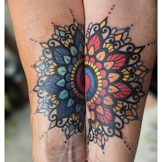 Big Mandala YinYang on Women Forearm Tattoo by @jen_ink