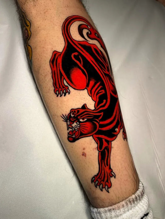 Big Neo Traditional Panther Tattoo on Men Arm by @er.desa