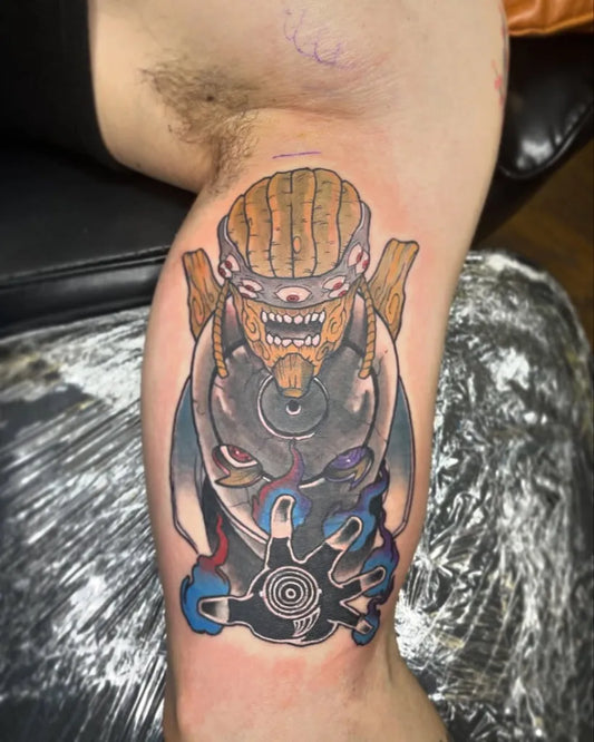 Big Neo Traditional Samurai Warrior Tattoo on Men Bicep by @bigbad_kenn