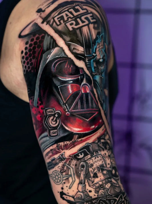 Big Neo Traditional Star Wars Darth Vader Tattoo on Men Arm by @jrocktattoo