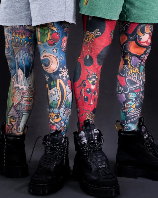 Big Neotraditional Disney Characters on Women Leg Tattoo by @docjohnblaze