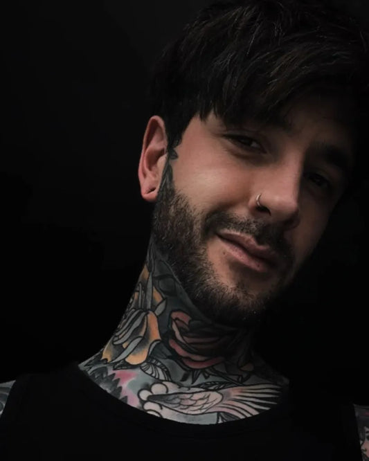 Big Neotraditional Flower Bird on Men Neck Tattoo by @axdamskiss