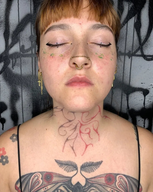 Big Neotraditional Moth on Women Chest Tattoo by @trashpoking_