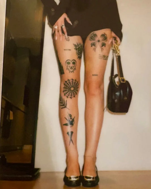 Big Neotraditional Skull Flower Mandala on Women Leg Tattoo by @find_stratford