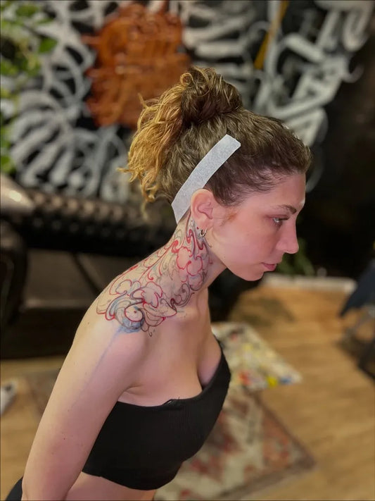 Big Neotribal Mandala on Women Neck Tattoo by @leonardoerror