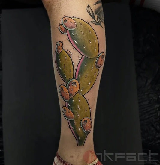 Big New School Cactus Tattoo on Men Leg by @inkfacttattoo