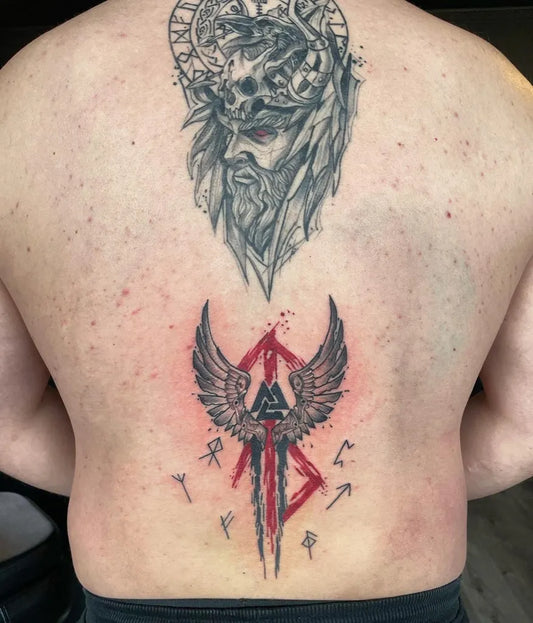 Big Norse God Wings Tattoo on Men Lower Back by @_darksoultattoo_