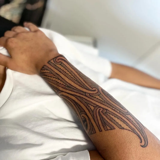 Big Polynesian Armband Tattoo on Men Forearm by @___iata