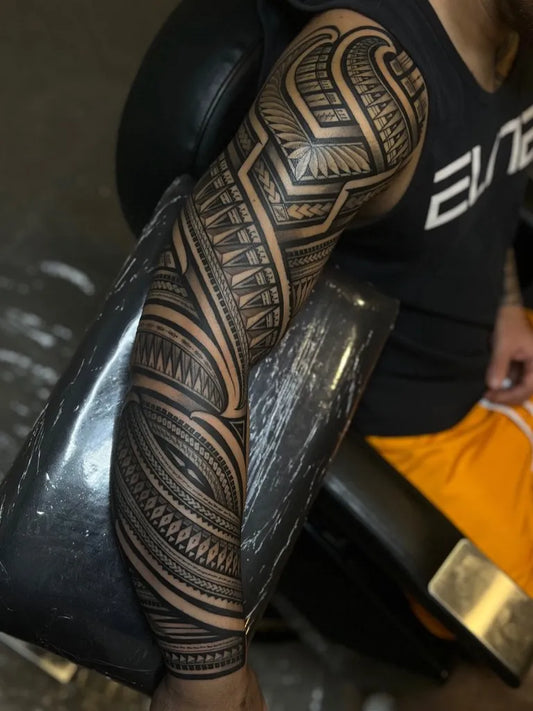 Big Polynesian Tribal Arm Bands Tattoo on Men Arm by @akb_future