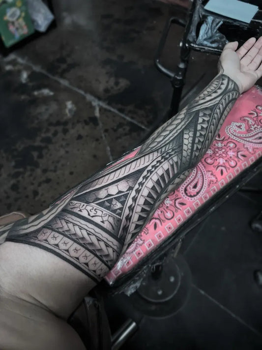 Big Polynesian Tribal Arm Bands Tattoo on Men Arm by @bronzink