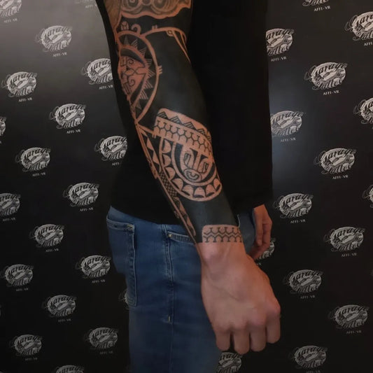 Big Polynesian Tribal Arm Bands Tattoo on Men Arm by @charlietatau