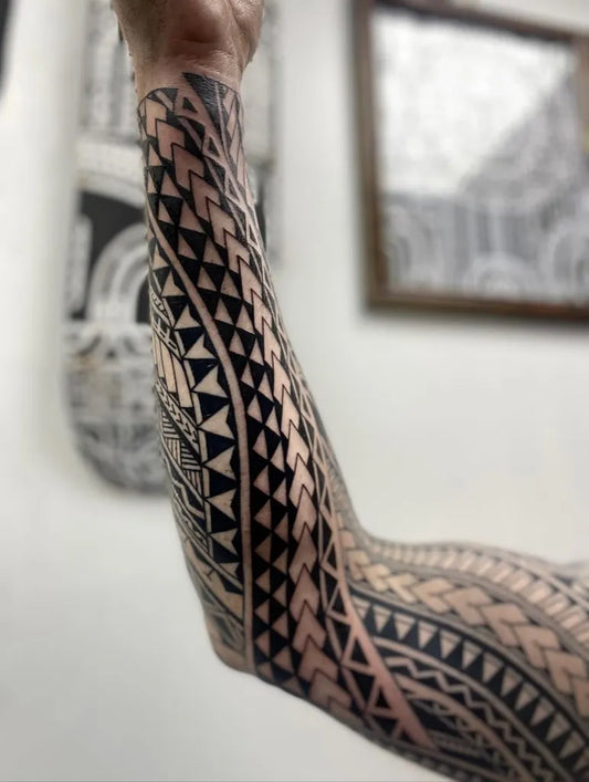 Big Polynesian Tribal Arm Bands Tattoo on Men Arm by @darryll_richards_tattoo