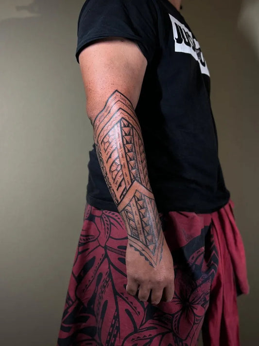 Big Polynesian Tribal Arm Bands Tattoo on Men Arm by @poa.tuitama
