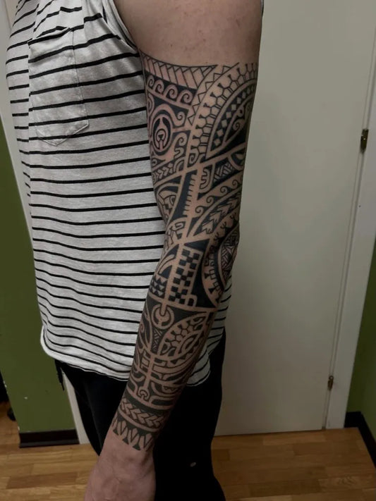 Big Polynesian Tribal Arm Bands Tattoo on Men Arm by @rastinzztattoo