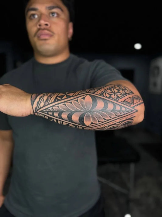 Big Polynesian Tribal Arm Bands Tattoo on Men Forearm by @tikinuts