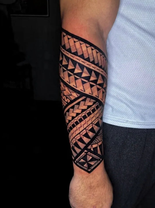 Big Polynesian Tribal Bands Tattoo on Men Arm by @tattoomaori
