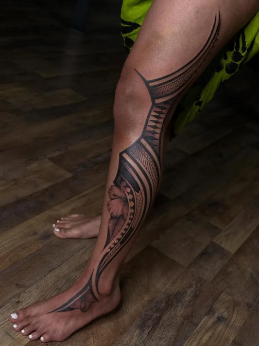 Big Polynesian Tribal Leg Patterns Tattoo on Women Thigh by @_lo.tattoos