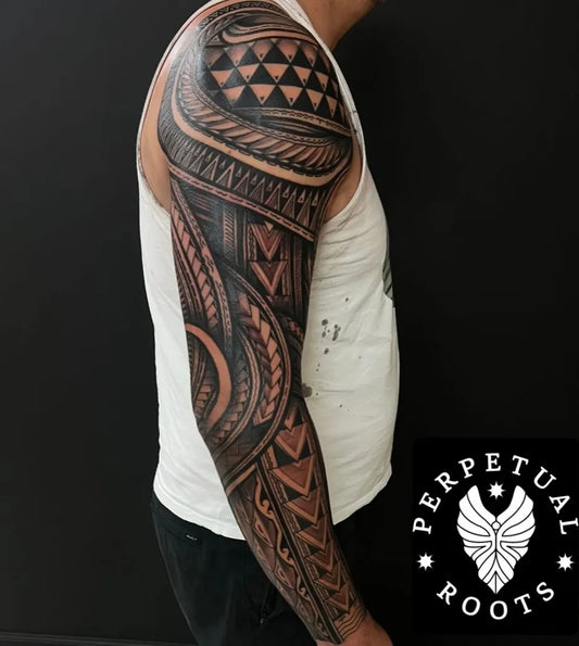 Big Polynesian Tribal Patterns Arm Tattoo on Men Arm by @perpetualrootz