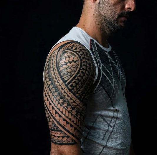 Big Polynesian Tribal Patterns Tattoo on Men Shoulder by @tattoomaori