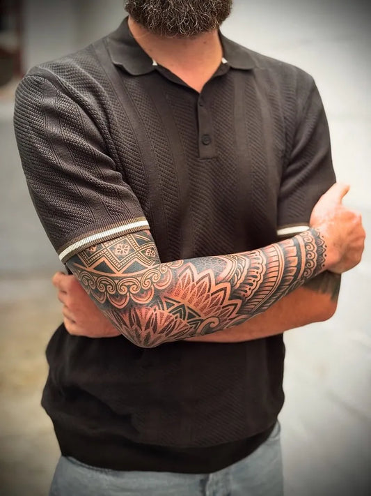 Big Polyphesian Mandala Tattoo on Men Arm by @wildhands