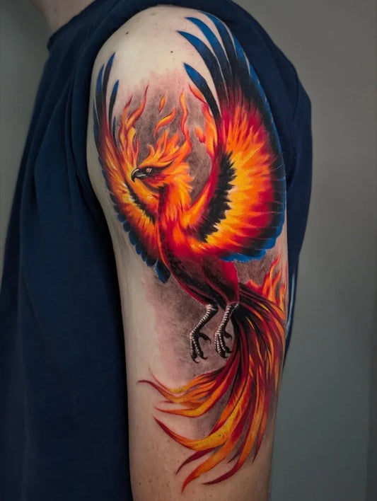 Big Realism Phoenix on Men Arm Tattoo by @dyannai_verbon