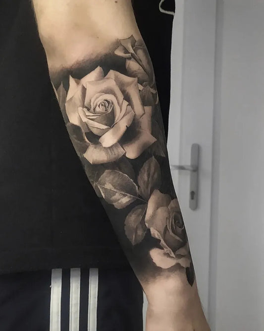 Big Realism Roses on Men Arm Tattoo by @sergey_aldrun