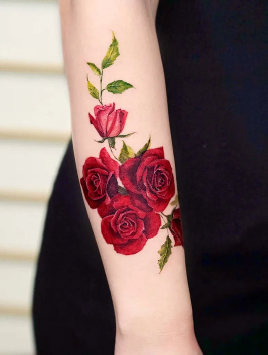Big Realism Roses on Women Arm Tattoo by @tilda_tattoo