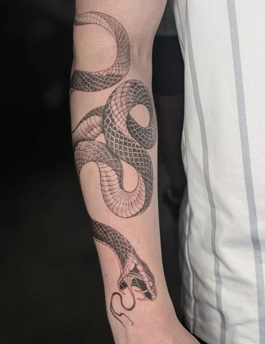 Big Realism Snake on Men Arm Tattoo by @michal_chervin