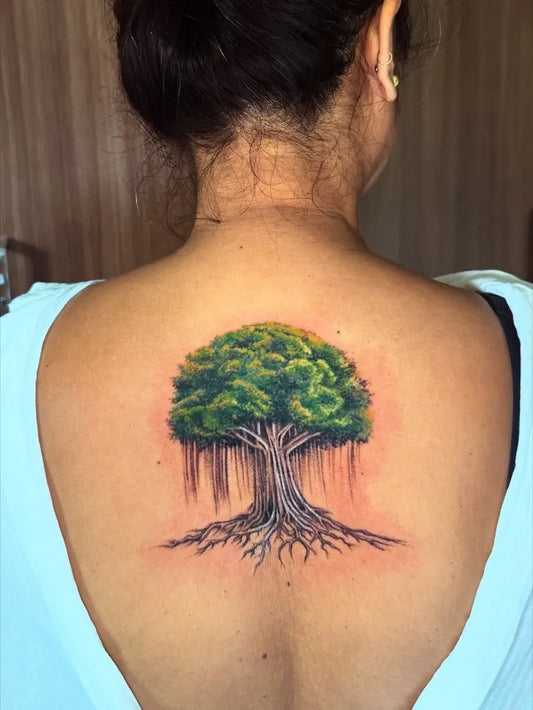 Big Realism Tree Tattoo on Women Back by @yash_yashas
