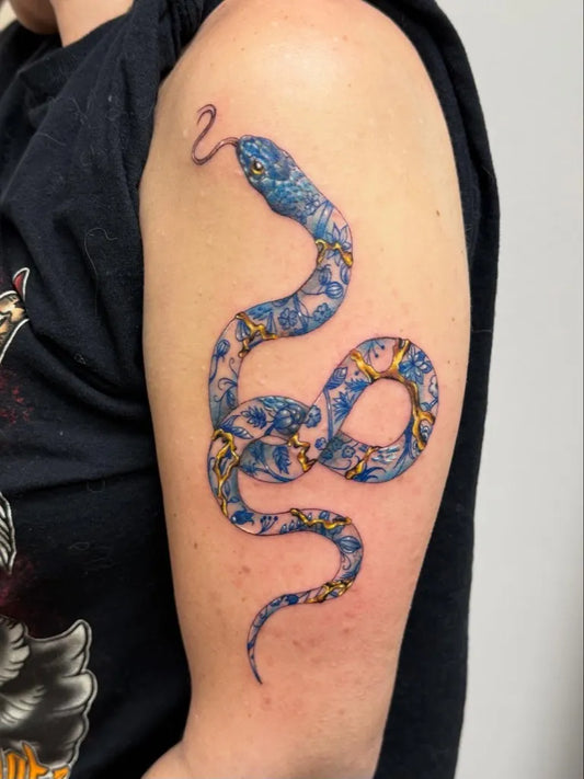 Big Realistic Snake on Women Arm Tattoo by @ktea_and_tattoos