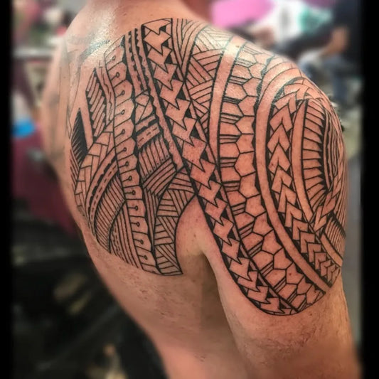 Big Tribal Polynesianshoulderdesign on Men Shoulder Tattoo by @beeinkedtattoohawaii