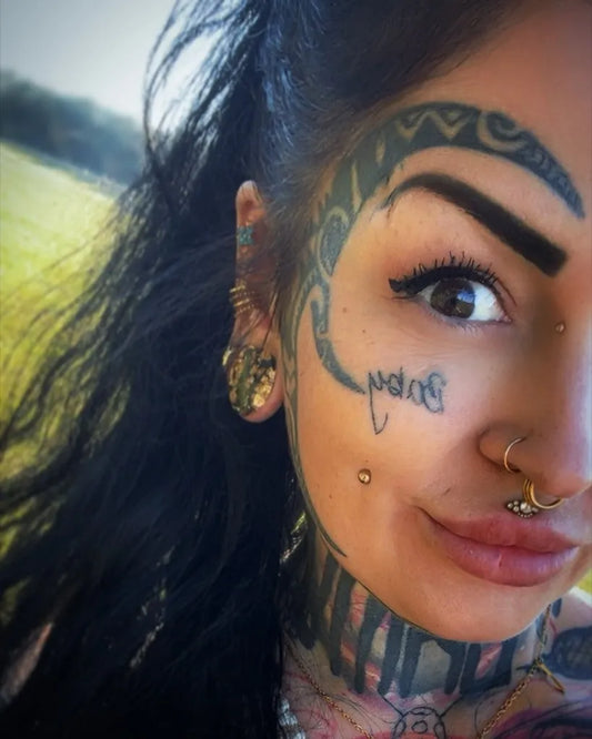 Big Tribal Snake on Women Face Tattoo by @___herzdame111___