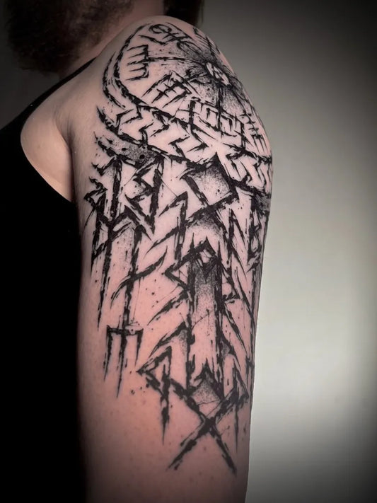 Big Vegvisir Men Shoulder Tattoo on Men by @void.vitriol