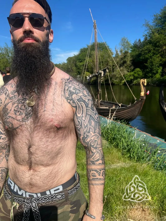 Big Viking Tribal Knots Runes Celtic Patterns on Men Arm Tattoo by @sacred_knot_tattoo