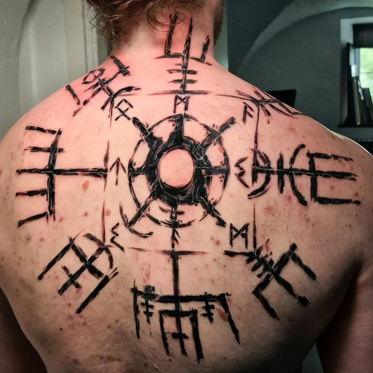 Big Viking Vegvisir runes on Men Back Tattoo by @jerrowstattoo