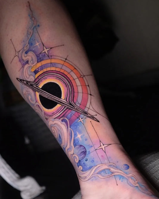 Big Watercolor Black Hole on Men Arm Tattoo by @lucassouzatattoo