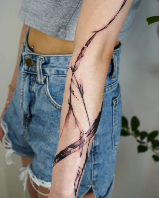 Medium Abstract BlackBranches Women Arm by @pomade_ink
