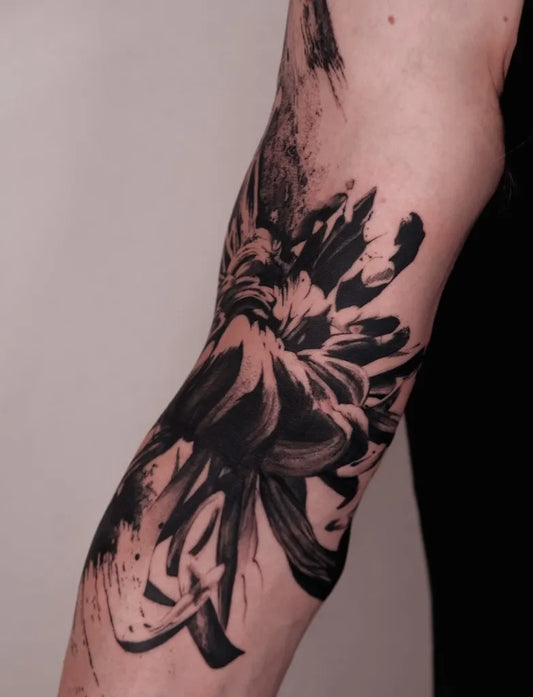 Medium Abstract Flowers Tattoo on Women Arm by @saint.octopus
